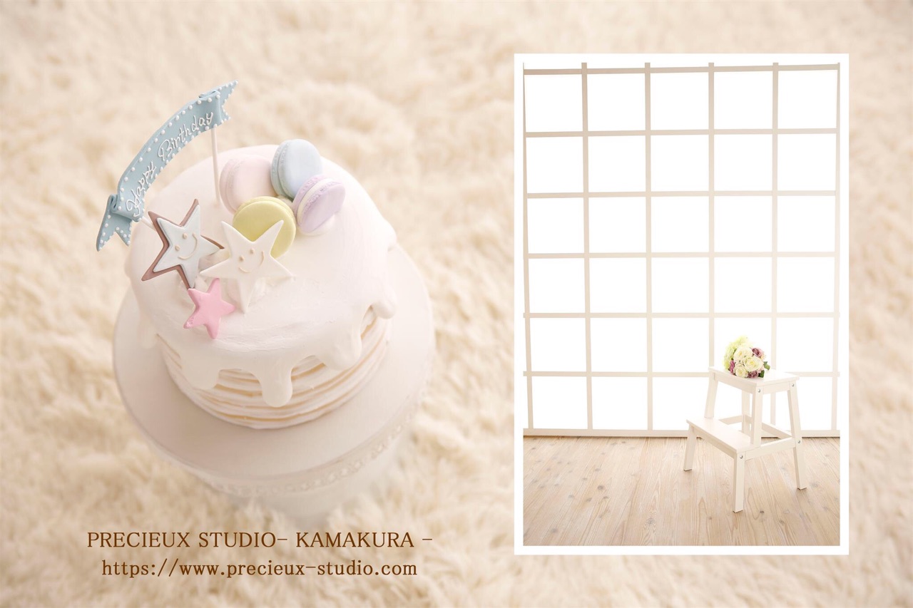 プレシュスタジオ鎌倉八幡宮前店の撮影セット内装 バースデーケーキ