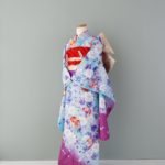 プレシュスタジオ鎌倉鶴岡八幡宮前店 七五三レンタル着物 7歳の女の子向け撮影用和装 水色×紫