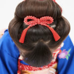 新日本髪で七五三 頭上から見た写真 レトロな七五三記念に