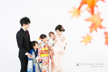 家族で七五三記念写真撮影