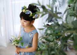 お花のワンピースで7歳の七五三記念写真撮影