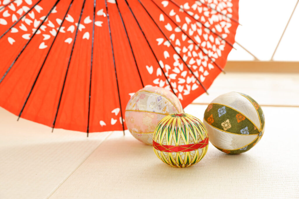 和室セット 手鞠と日本傘