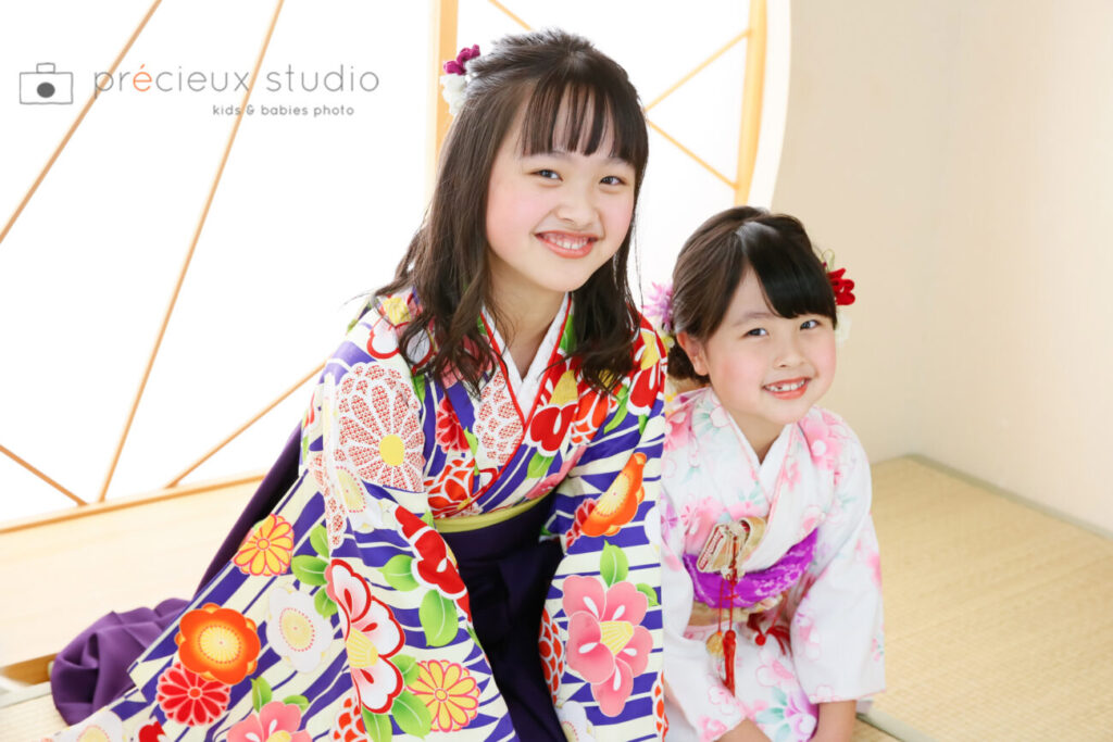 姉妹で小学校卒業記念の卒業袴写真＆七五三記念写真撮影