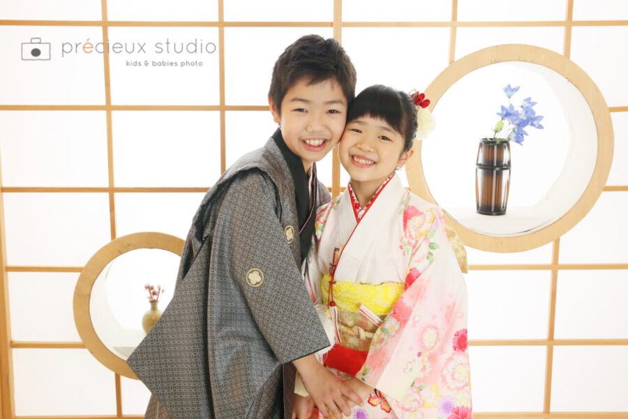 七五三・ハーフ成人式写真撮影 2人揃って着物で記念日