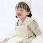プレシュスタジオオリジナルのリバティプリント着物で七五三写真撮影 3歳の女の子