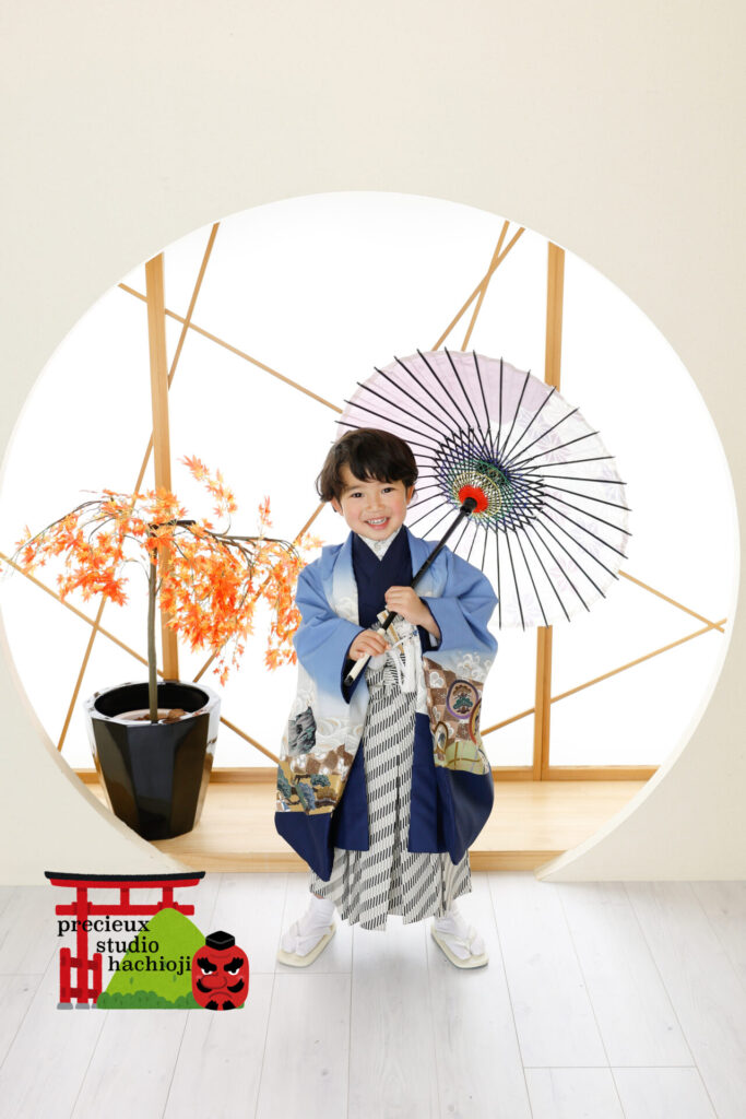 5歳の七五三記念写真 羽織袴の男の子