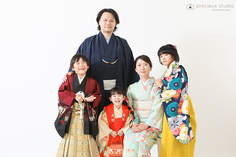 着物姿で家族写真撮影