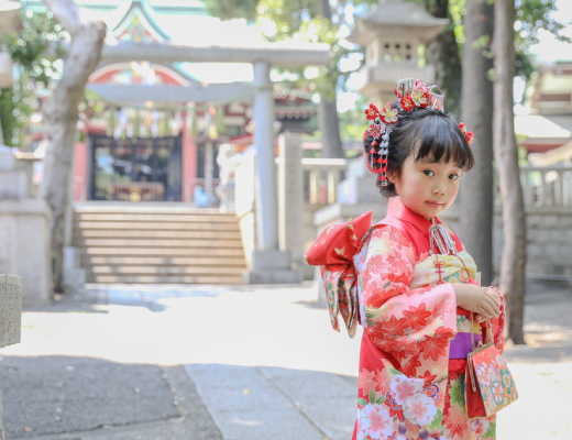 七五三神社お参り用お出かけ着物レンタル