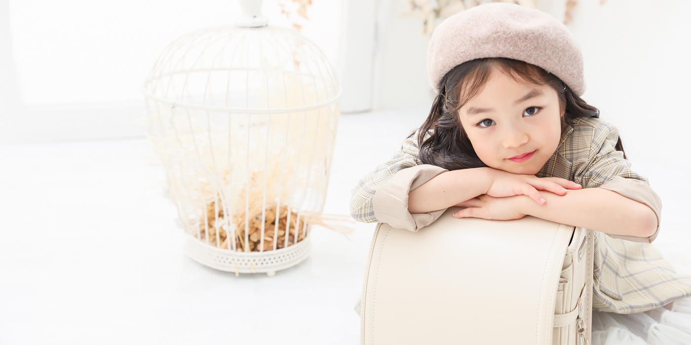 ランドセルと一緒に入学記念写真