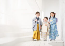 プレシュスタジオオリジナルリバティ柄着物で七五三写真撮影 3歳・5歳・7歳