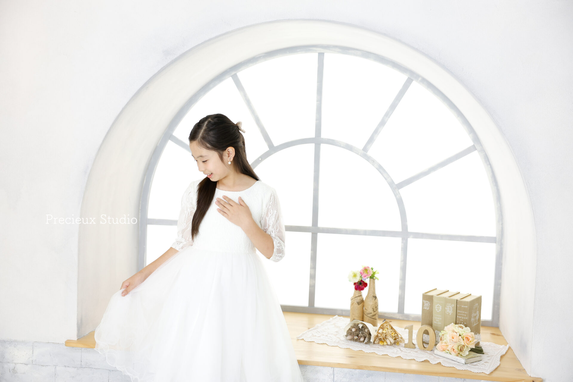 アンティーク写真館撮影 初聖体式 白いドレスの婦人 フォトグラフィ ３点セット アンティーク写真館撮影 初聖体式 白いドレスの婦人 フォト