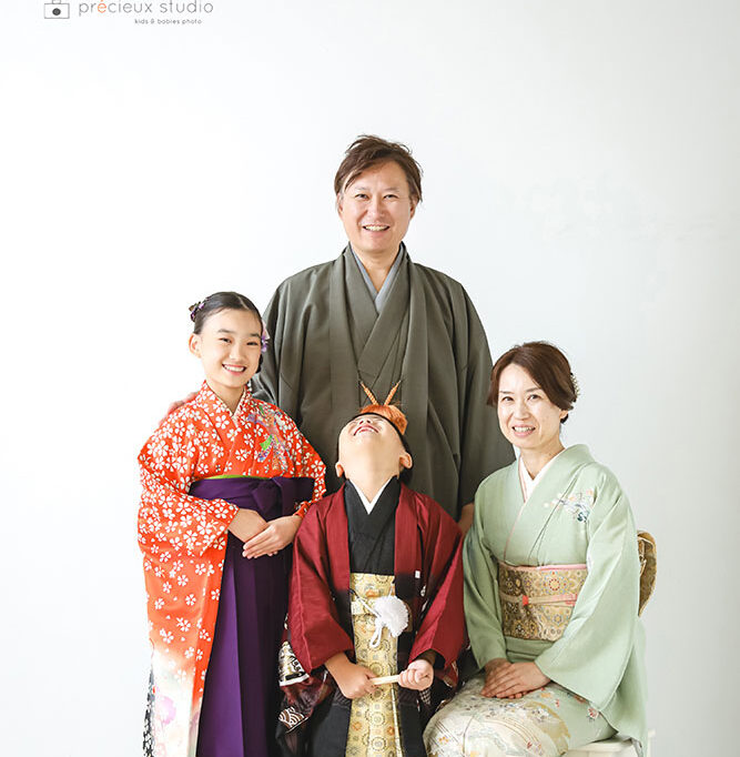 子供着物 内手の小槌 七宝 刺繍 青色 ハーフ成人式 十三詣り CK-7307