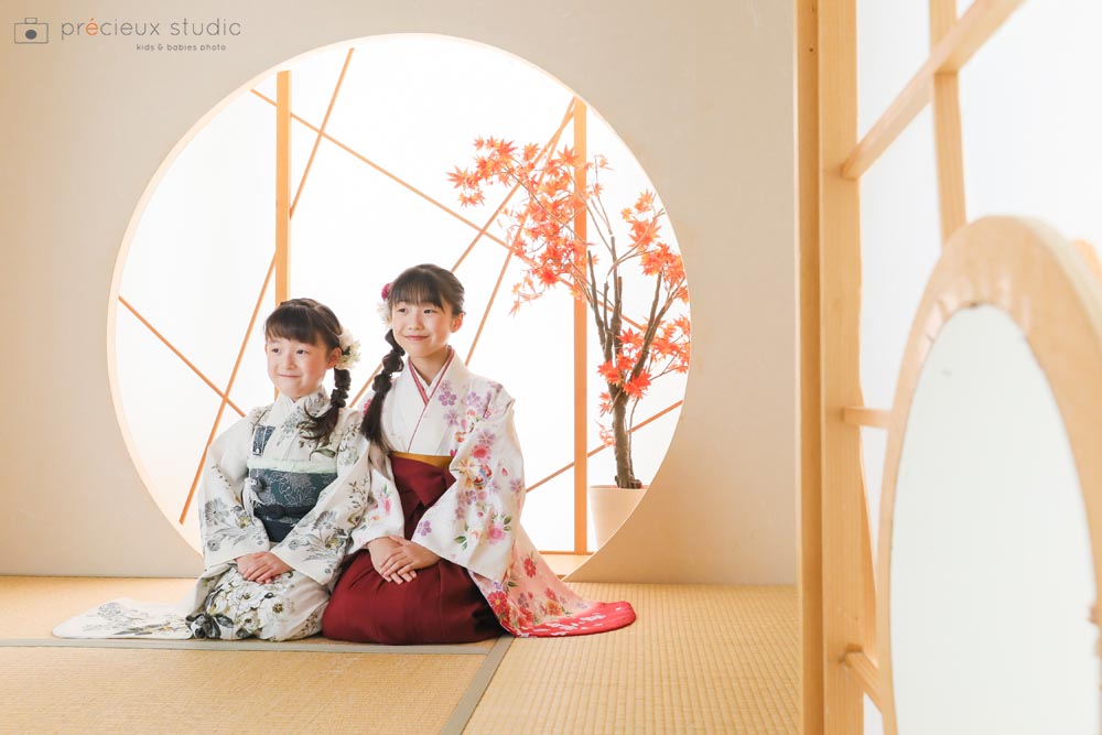 七五三記念写真撮影 ハーフ成人式記念写真撮影 ご姉妹でお着物を着ての
