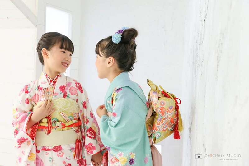 7歳の双子の姉妹の七五三写真撮影